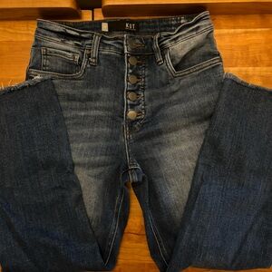Kut Rachael Fab Ab Mom Jean High Rise Button Fly Sz 4 crop